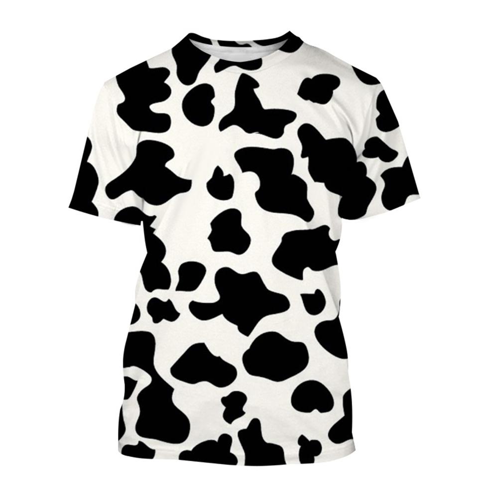 Camiseta de vaca creativa y divertida impresa en 3D con estilo Harajuku moderno, neutro y lindo, de manga corta casual
