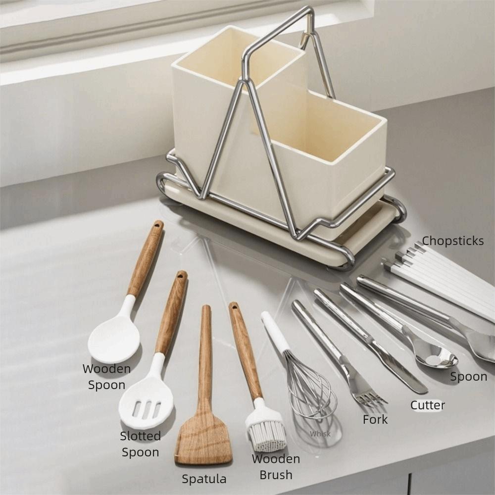 Stainless Steel Chopsticks Storage Box Countertop Type Utensil Holder Cutlery Organizer  for Home