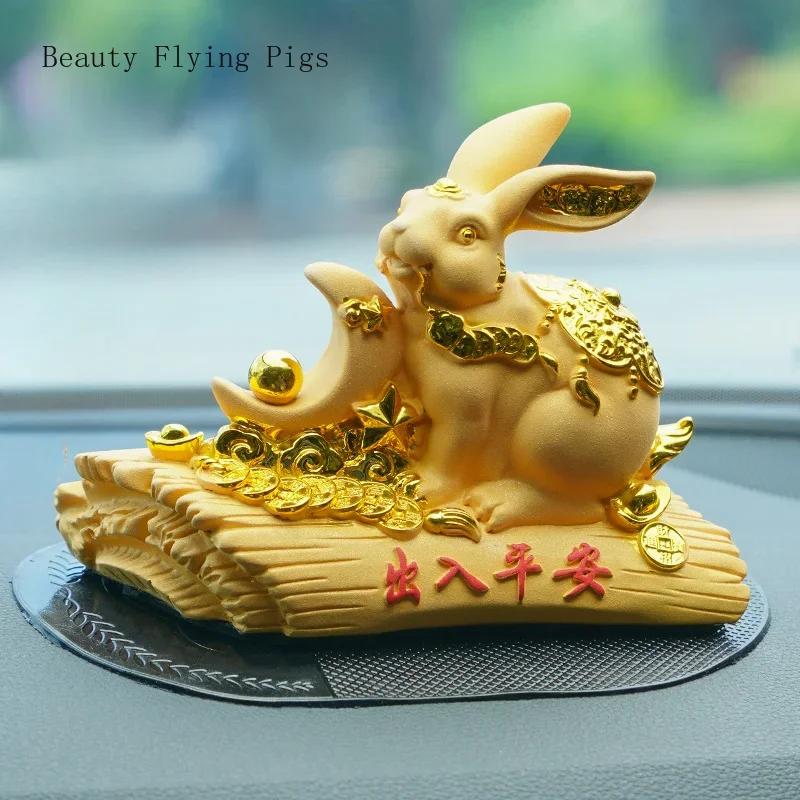1PCS Resin Twelve Zodiac Rabbit Ornament Chinese Bionic Animal Craft Living Room Decoration Housewarming Gift