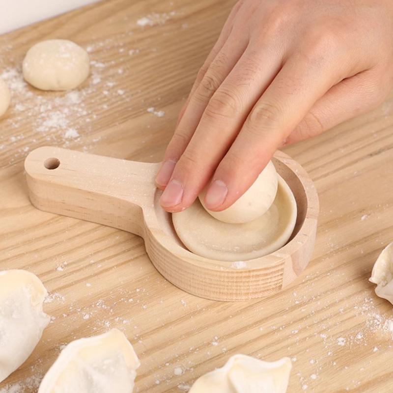 Round Wood Dumpling Skin Maker Ball Rolling Manual Dumpling Maker Dumpling Skin Press Reusable Dumpling Ravioli Maker Tools