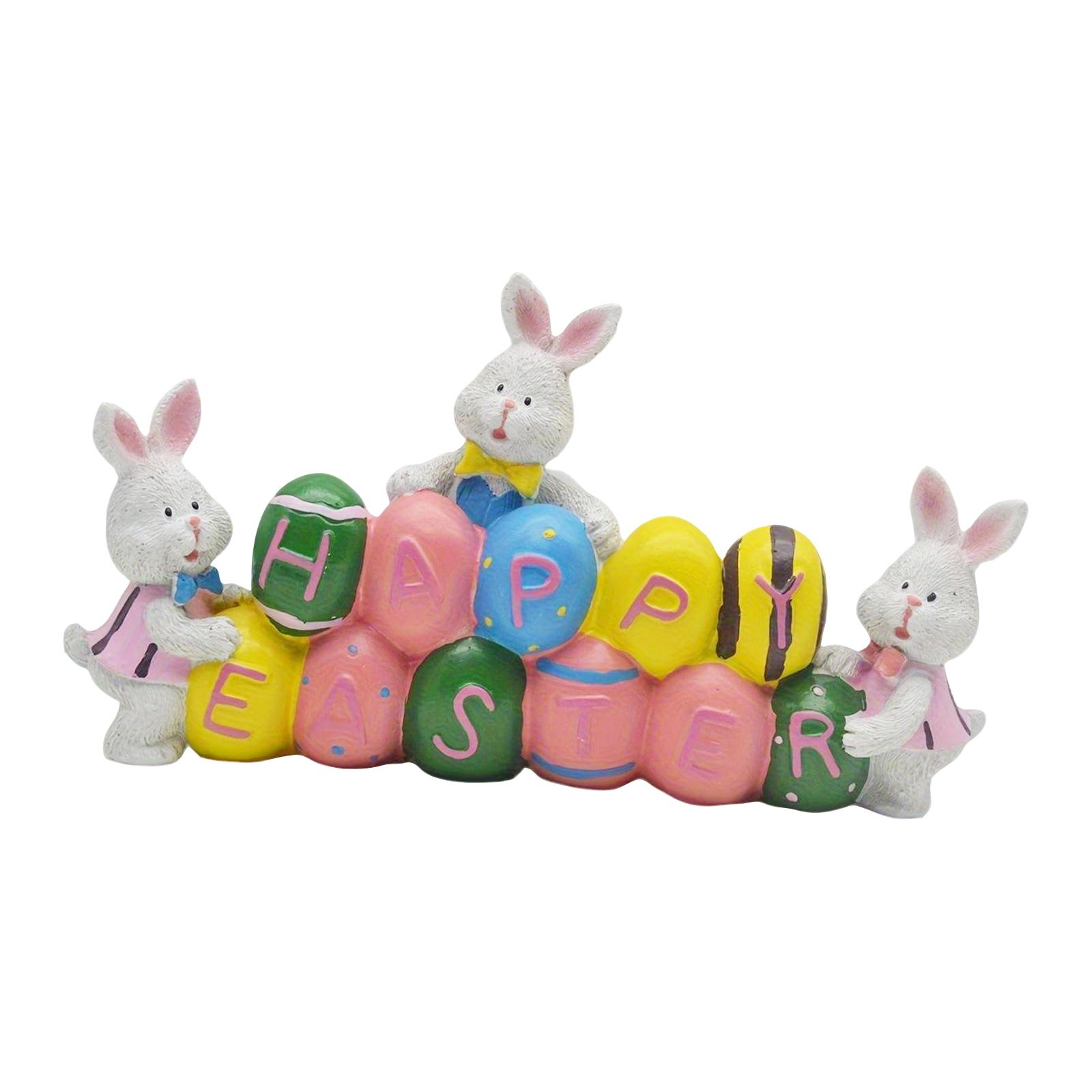 

Cute Easter Bunny Holding Eggs, Made Of Resin, A Festive Decoration Suitable For Home, Parties, Or Tabletop Display. One Size