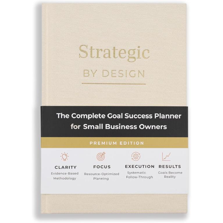 Undated Business Planner for Entrepreneurs – A5 Quarterly & Monthly Goal Planner with Guided Tracking, Reflection Pages & Coaching Prompts | бежевый