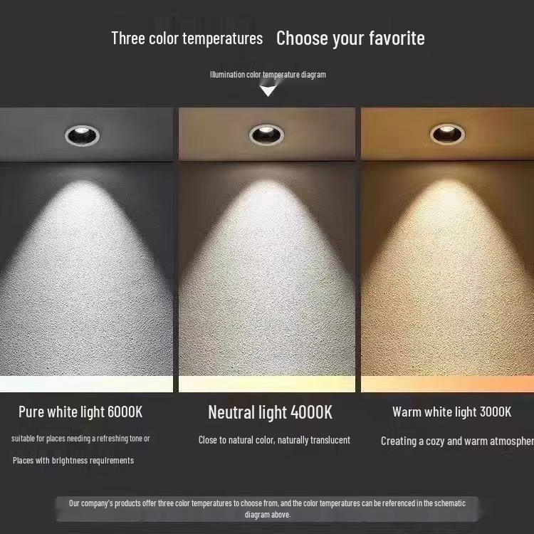 Full Spectrum Anti-Glare Recessed Wall Washer Spotlight with Ultra-Narrow Bezel - Three-Color Living Room Light