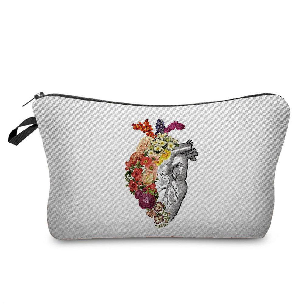 Women Flower Print Cosmetic Bag Toiletries Organize Travel Storage Case 6670