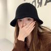 Women Solid Color Fisherman Hat Thin Fur Foldable Winter Bucket Basin Knitting Fleece Hat