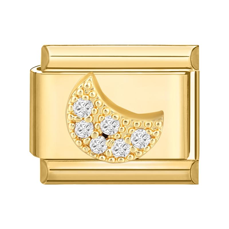 Gold Color Zircon Butterfly Moon Star Heart Italian Charm Link Fit 9mm Stainless Steel Bracelet Women Men DIY Making Gifts