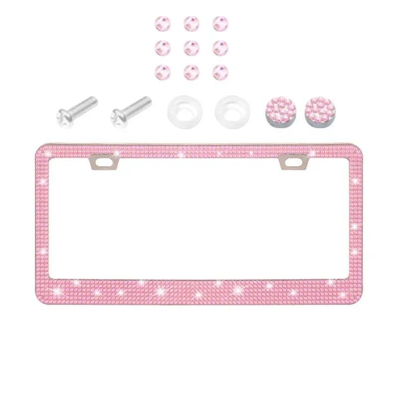1/2Pcs 31*16cm Car Bling Crystal License Plate Frame Women Rhinestone License Plate Frame Cover Holder Car Accessories License Plate Covers Frames 6