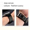 Watchband Strap For Apple Watch Band 44mm 45mm 41mm 40mm Jeep Canvas Nylon+Leather Bracelet Iwatch Series 3 4 5 6 SE 7 8 Ultra 49mm Band