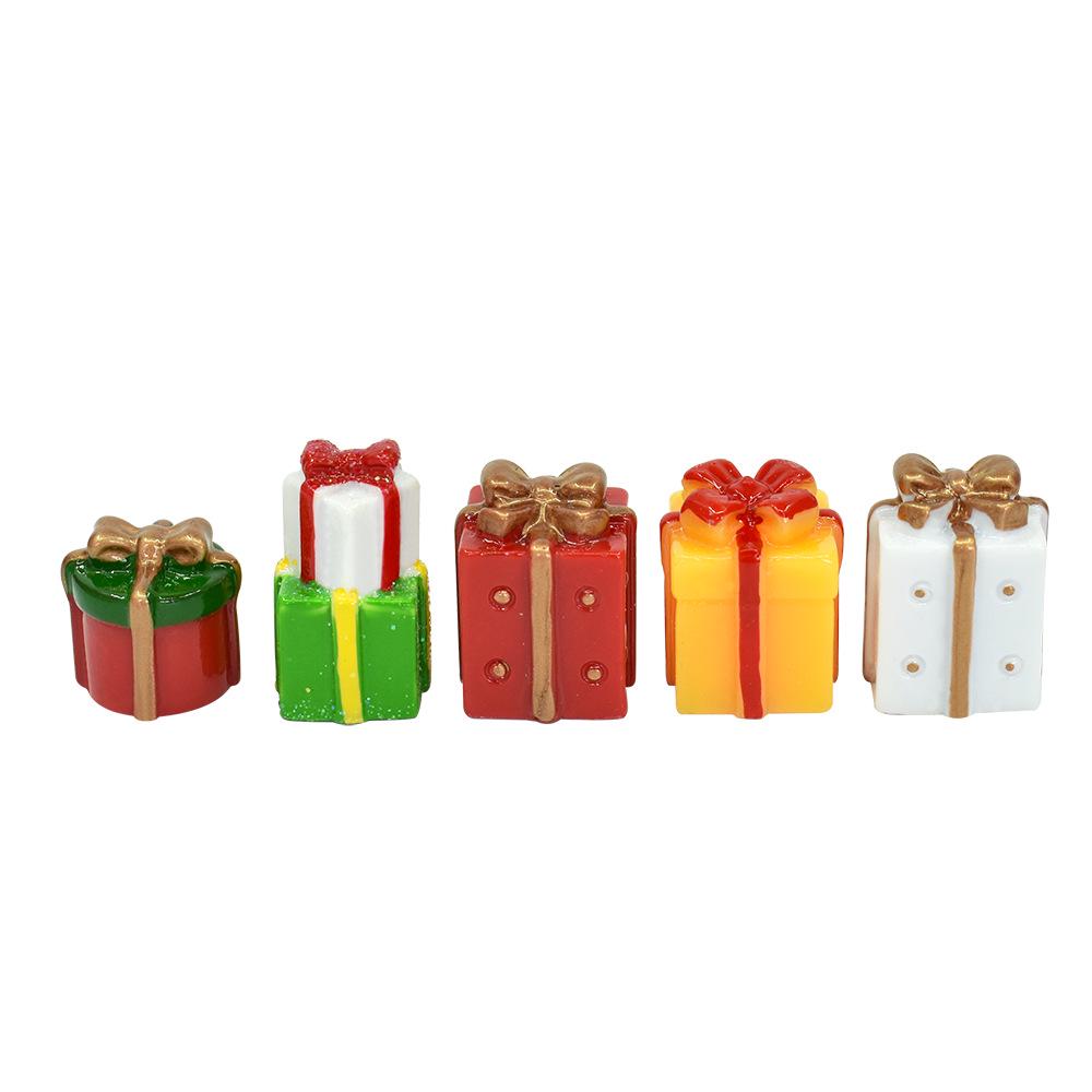 Mini Christmas Tree Resin Ornaments - Red & Green Gift Bag Set