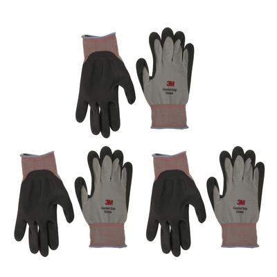 3M Comfort Grip Work GRA M Gloves, Multi-Type, Gray, Medium, 3-Pack (GLOVE 3PA)