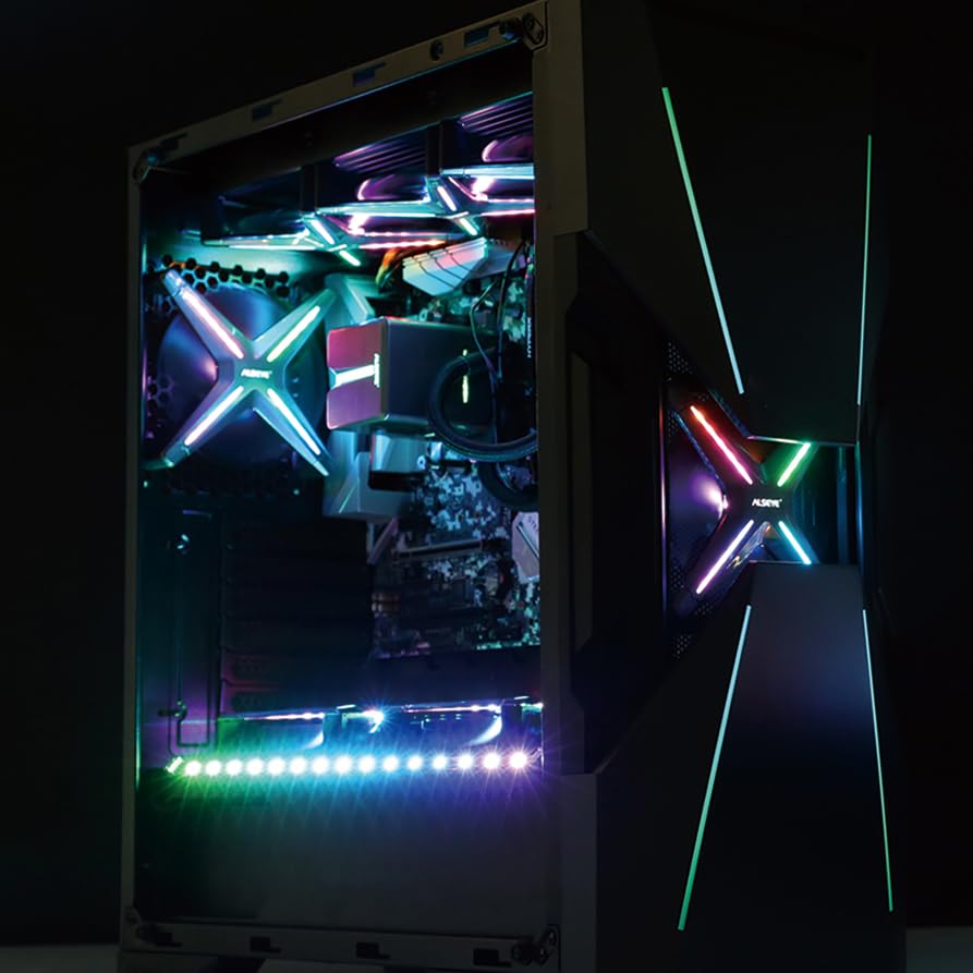 ALSEYE X12 Case Fan ARGB PWM Computer Air Cooling PC High Performance Quiet Operation 120mm RGB Reverse Blade Exhaust (White, Fan)