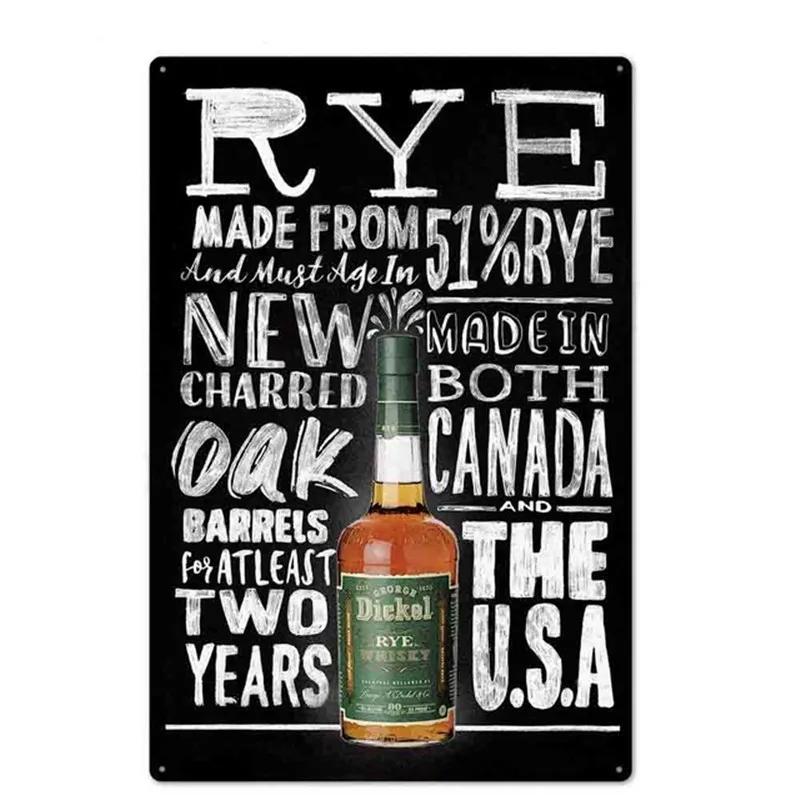 Öl Vin Jameson Affisch Metallplåt Skylt Vintage Metallväggplattor Hantverk Dekor Bar Café Kök Plåt Målning Järnplattor