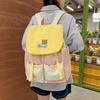 Women's Large Capacity Backpack Color Block Backpack Junior Senior High School Student Schoolbag