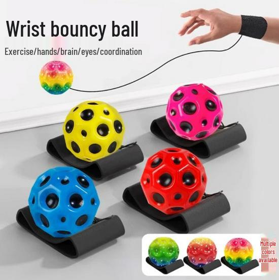 Moonstone Bouncy Ball Wrist Toy for Kids - Elastic Rope & Strength Fitness Shake Ball