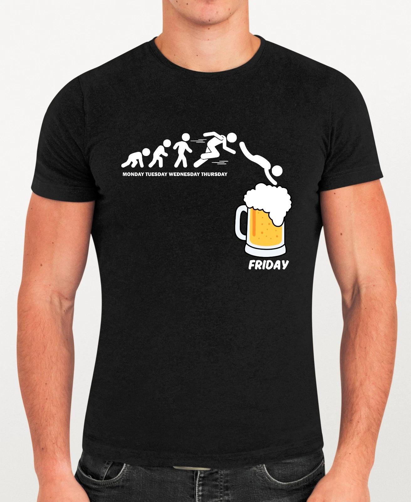 Funny Beer Friday Men s Weekend Evolution Drinking Graphic Novelty Gift T-Shirt S