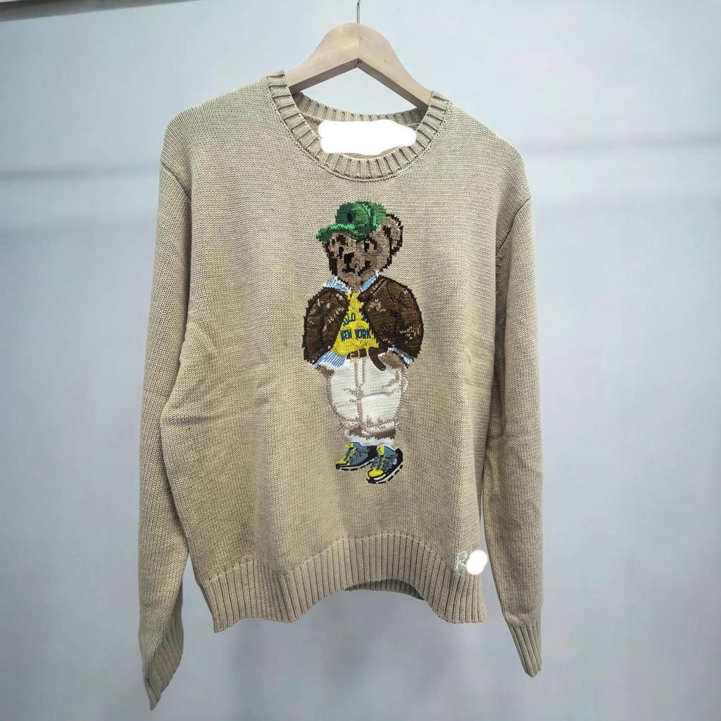 Cross-Border High-Quality Scanable R-L Pure Cotton Heavy-Duty Cartoon Little Bear Women's Sweater - Autumn/Winter 2025 Edition