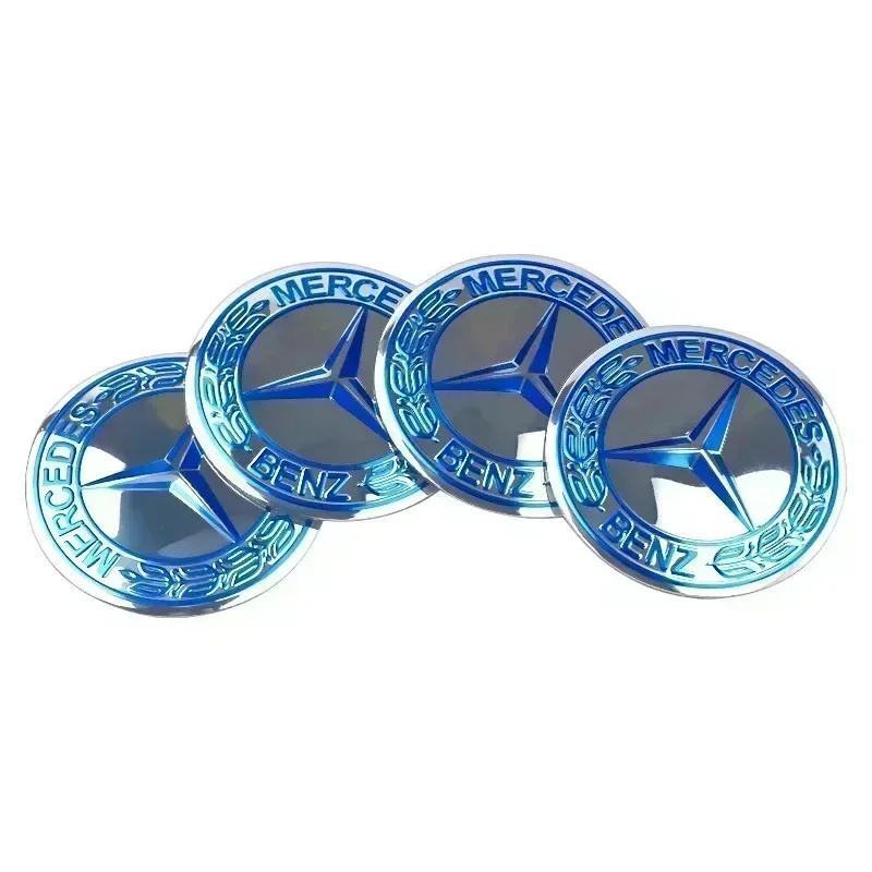 4Pcs 56mm Car Logo Wheel Hub Cap Stickers Aluminium Accessories For Mercedes Benz Amg W205 W211 W204 W212 W213 W203 W176 W221 CK1