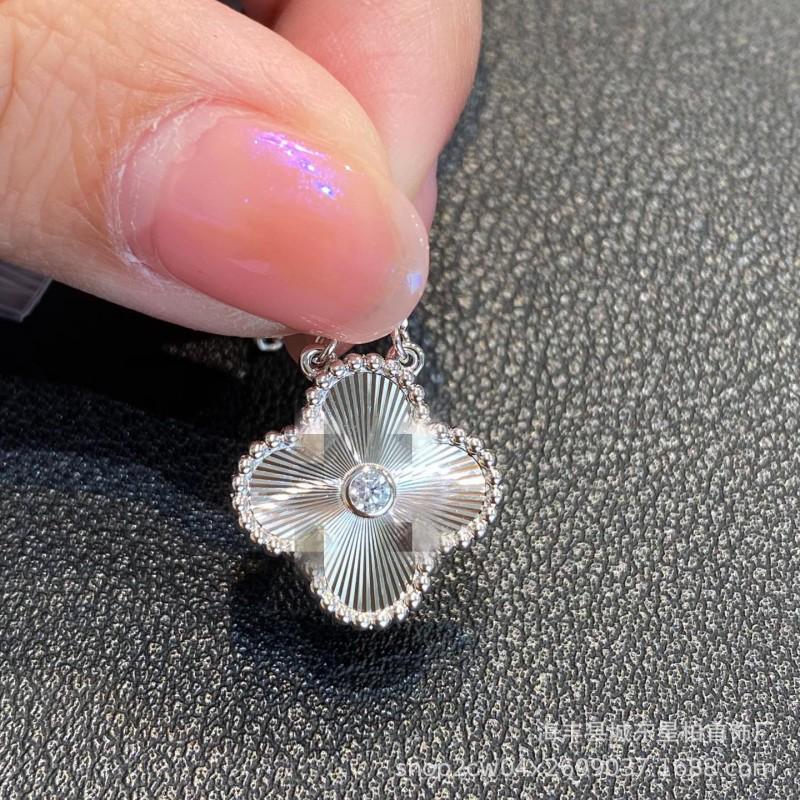 S925 Sterling Silber Kleeblatt-Halskette mit Diamant-Inlay - Limitierte Weihnachtspendant