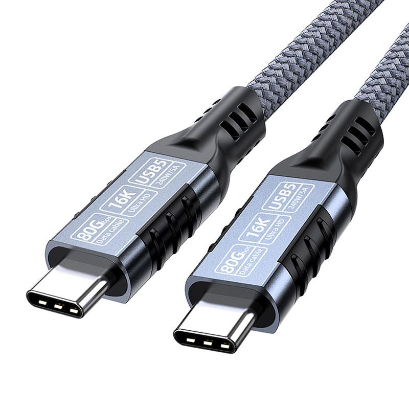 

16K 80Gbps Thunderbolt 5/4 USB 5 Cable 240W 8K@60Hz Type C Fast Charging USB C to C Data transfer Cord for MacBook Pro/Air 2m 3m 0.5m синій