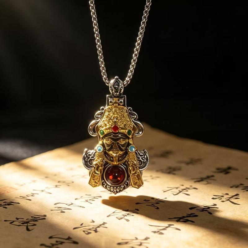 Collana Pendente Stile Cinese Vintage Benedizione Protettore Dharma Pendente Zhakiram Per Uomini Gioielli Fortuna Ricchezza Fascino Collana