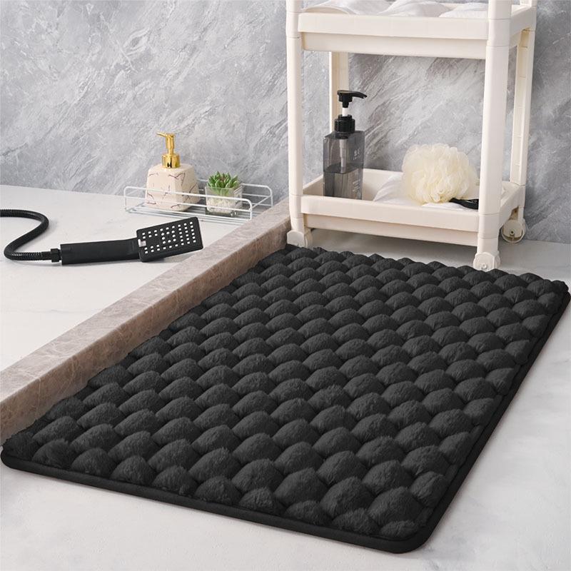 Large Flannel Anti-Slip Bathroom Mat - Absorbent Floor Mat for Shower Room or Toilet Door