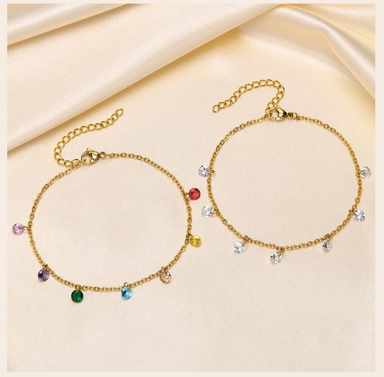Charms Cubic Zirconia Anklet Bracelet On Leg for Women, Summer CZ Foot Chain, Elegant Delicate Beach Holiday Gift