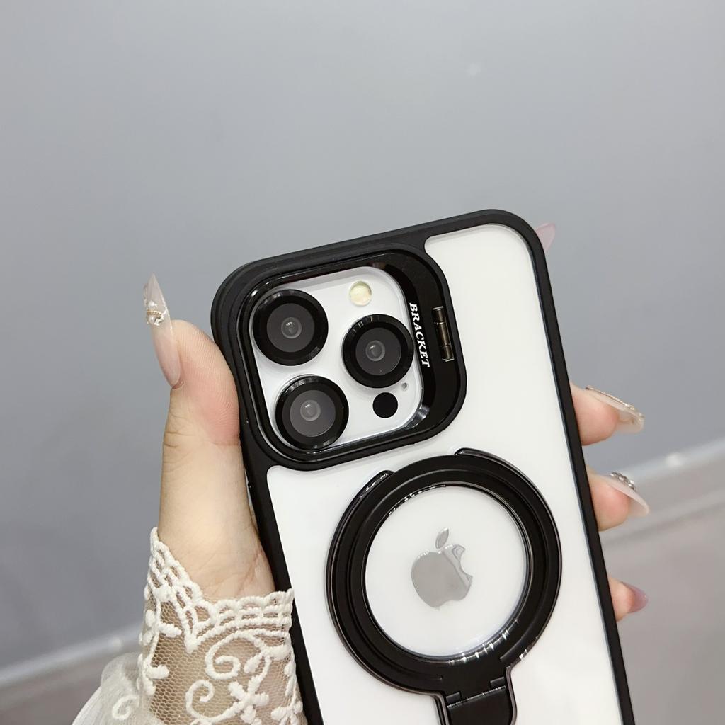 For iPhone 15 Pro Max Case Dual Kickstand Acrylic+TPU Phone Case Compatible with MagSafe