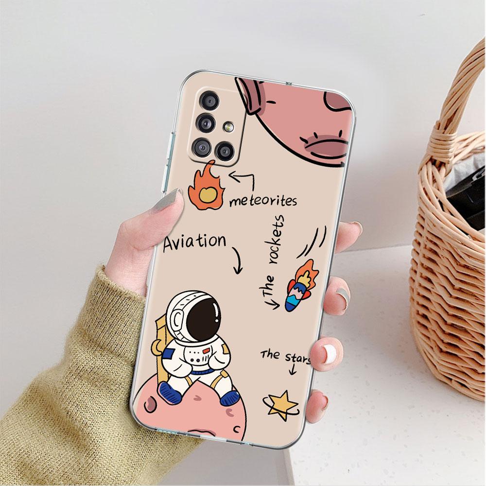 Luxury Astronaut Clear Case For Samsung Galaxy A52 A12 A51 A32 A21s A71 A32 A22 50 A70 A31 A72 5G Phone Cover