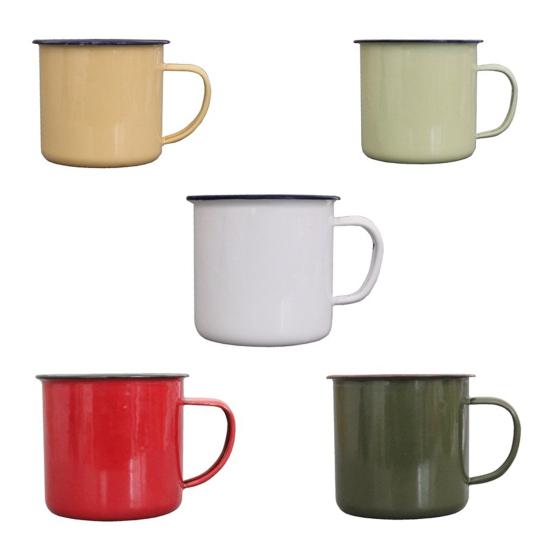 Retro Style Multi-use Water Mug Enamel Practical Non-sliding Base Drink Mug for Home