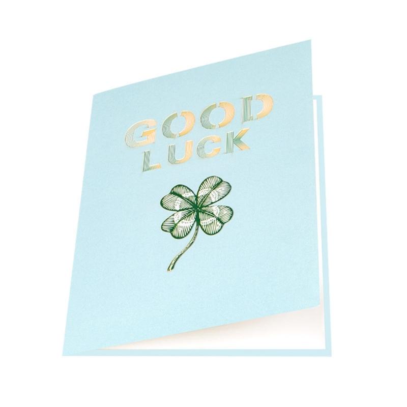 Good Luck Popup  Card Clovers Popup  Greetings Card 3D Birthday Card Gift Cards for Graduations