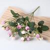 Artificial Flower with Green Leaves 15 Head Fake Silk Flower DIY Wedding Floral Arrangement Home Office Party Faux Bloom Decoration