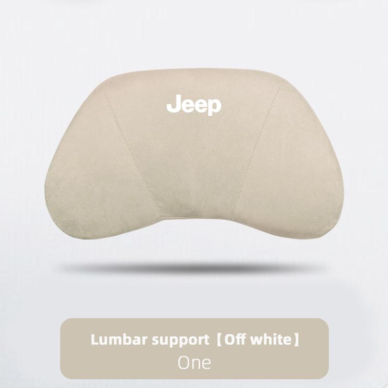 Car Suede Headrest Auto Logo Seat Neck Pillow Waist Cushioning For Jeep Grand Cherokee Wrangler JK Gladiator Compass Renegade AMO1