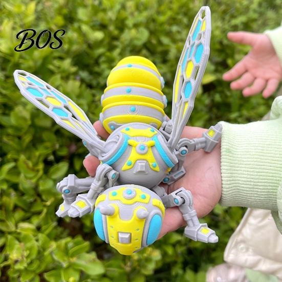 Bee Figurine with Movable Joints 3D Printed Mechanical Figurine, Collectible Cyberpunk Hornet Ornament Statue Joints, Stress Relief Articulated Insect