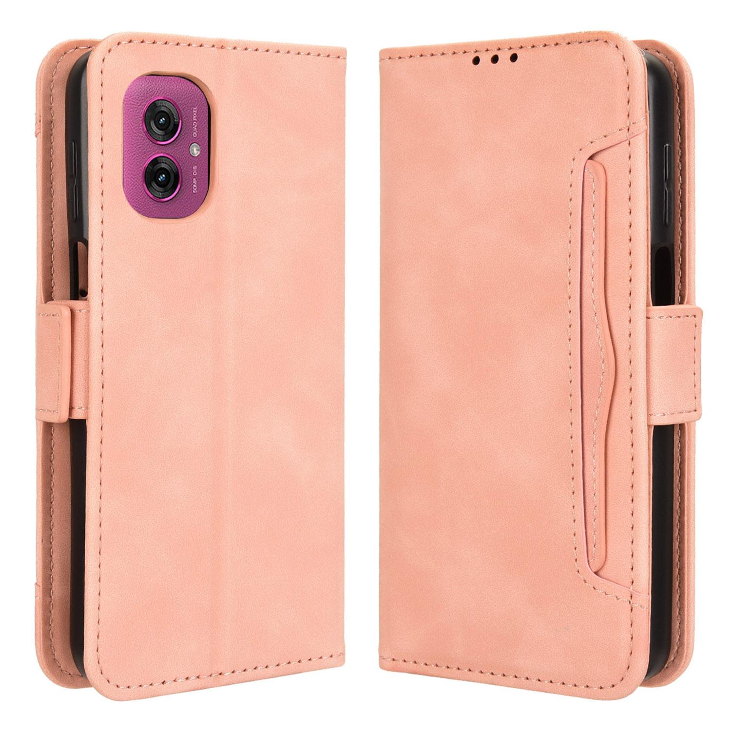 

For Motorola Moto G55 5G Leather Case Phone Wallet Cover with Multiple Card Slots Pink