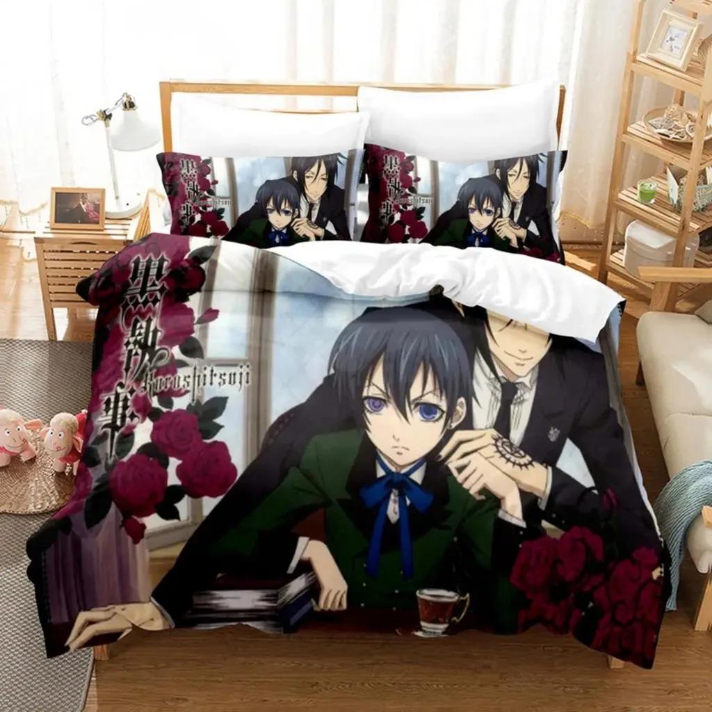 Anime Black Butler Sebastian Bedding Set Boys Girls Twin Queen Size Duvet Cover Pillowcase Bed Kids Adult Home Textileextile Tool