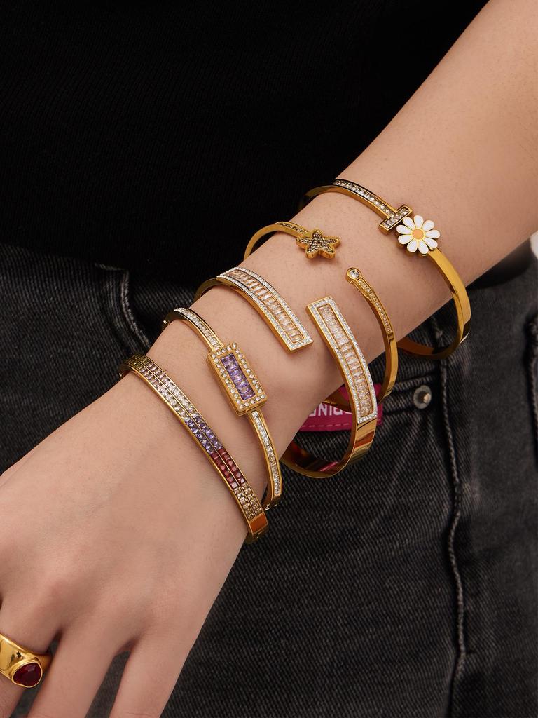 European and American Cross-Border Zircon Daisy Clasp Openable Bracelet - Fresh, Niche, Light Luxury Bracelet Set