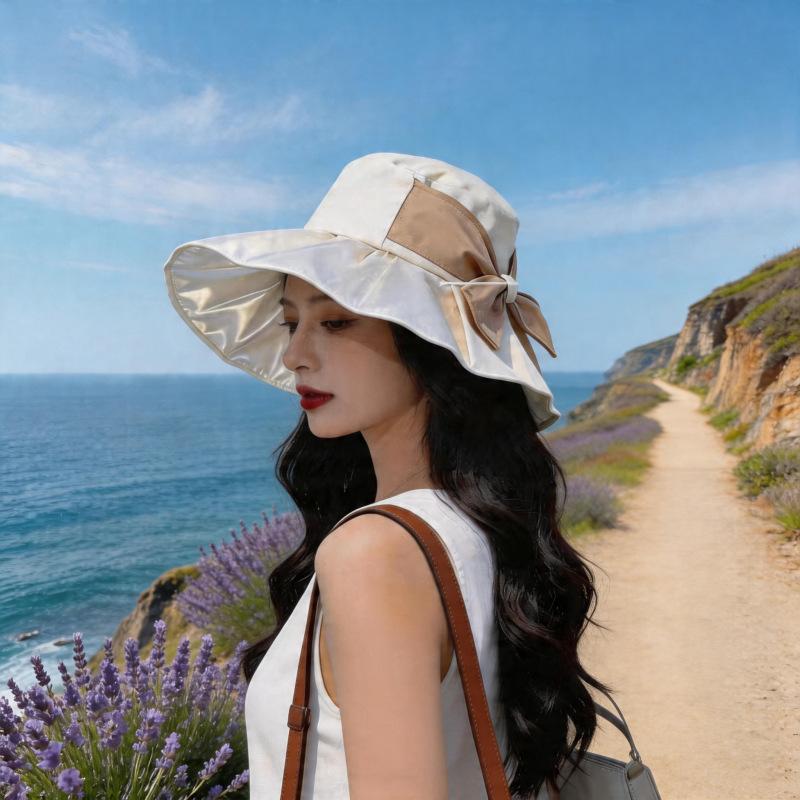 Women Fashion Large Brim Face Covering Uv Protection Foldable Adjustable Fisherman Sun Hat