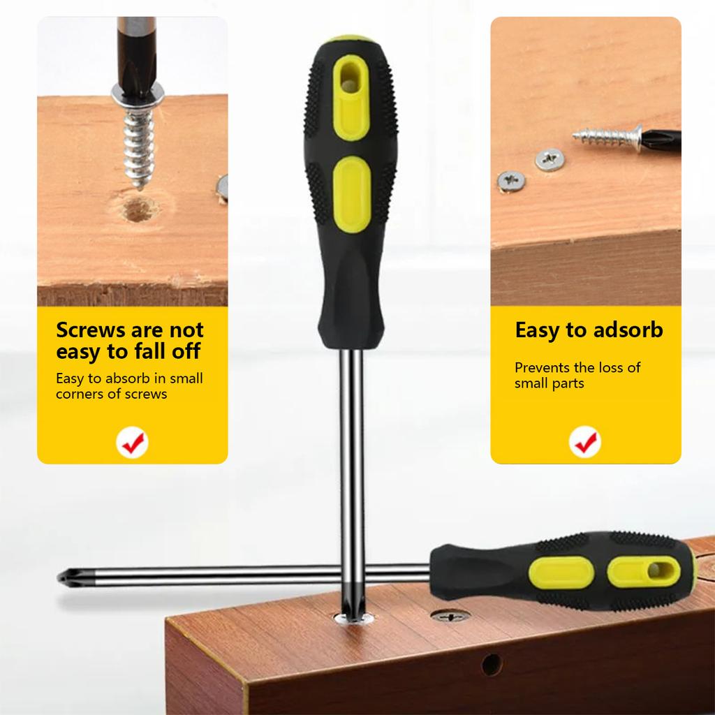 Magnetic Screwdrivers Set,  Phillips and  Slotted Tips Professional Cushion Grip Screwdriver Set