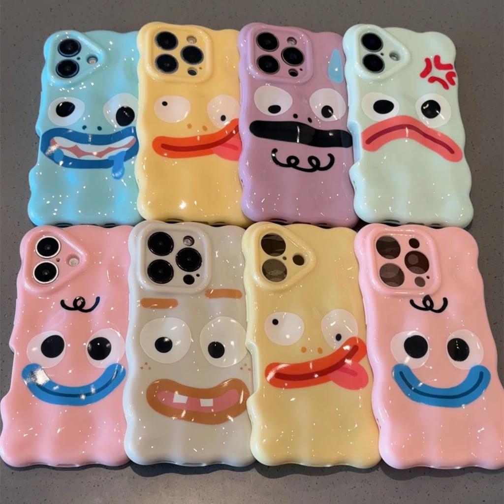 Fun and funny expressions apply to Apple iPhone16/17Pro mobile phone case 14 wavy clouds 15 fine holes 13 soft