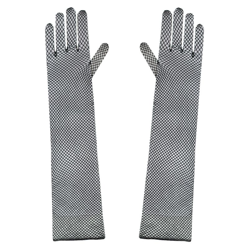 

Y2g Millennium Lolita Gothic Punk Long Fishnet Gloves Performance Women s Team Sexy Cutout Oversleeves Accessories Cos Black (S0157 net)