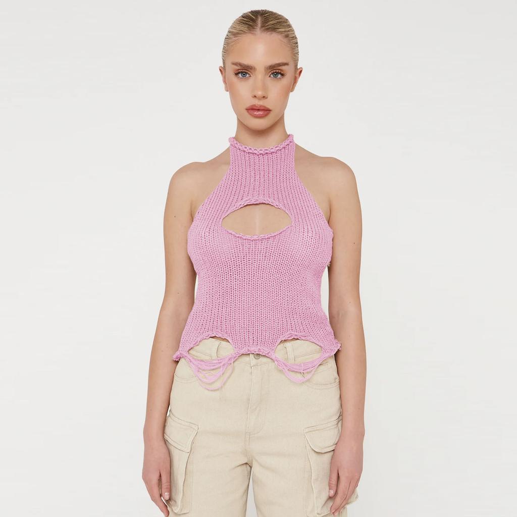 Women's Spring/Summer Woolen Backless Casual Vest Top