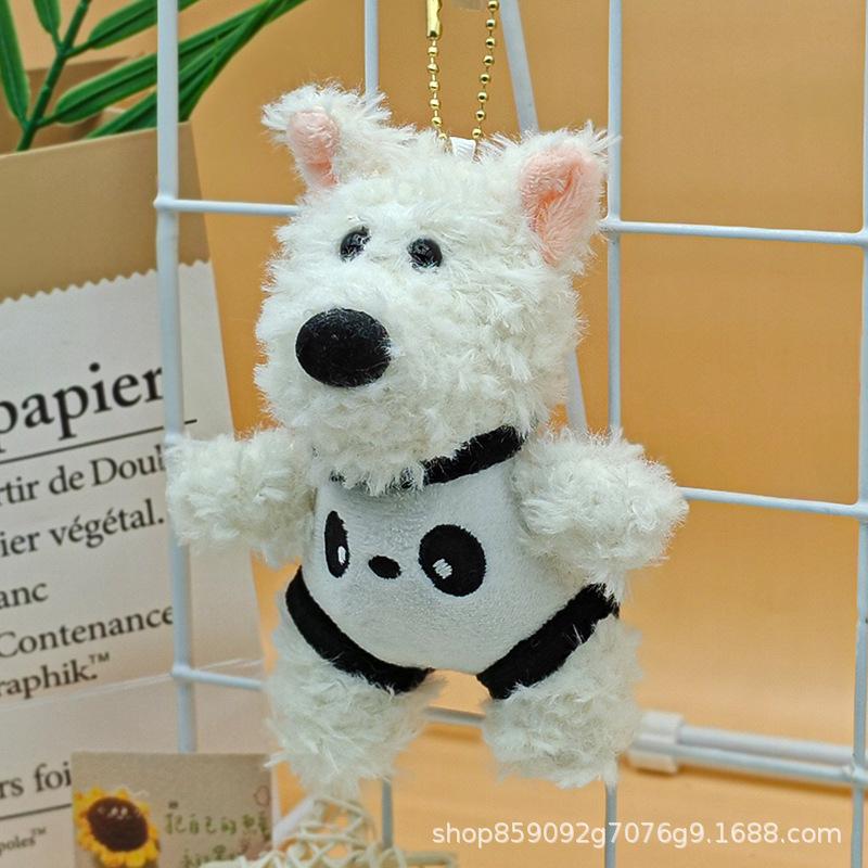 

Плюшевая игрушка собака породы вест-хайленд, одежда, кукла-щенок, длинноволосая собака, плюшевый кулон, брелок, кукла, товары As shown