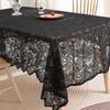 1pc Black Lace Tablecloth with Phoenix Tail Flower Embroidery for A Wedding, Suitable for Outdoor Parties and Home Decoration