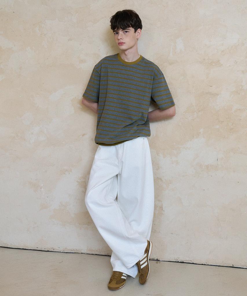 KNOUUN Stripe Sweat T-Shirts (Charcoal)