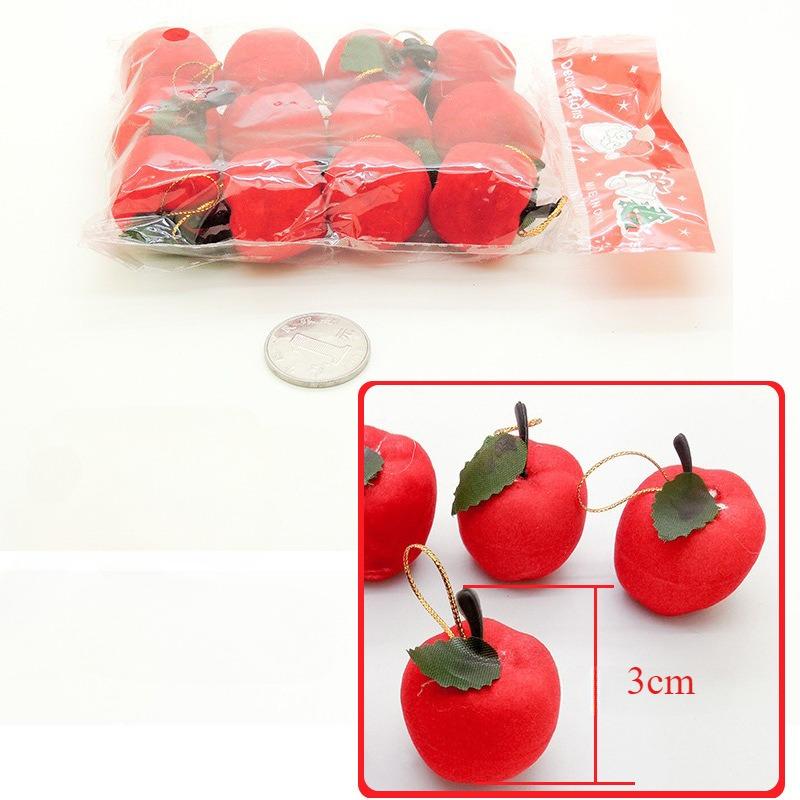 12pcs/bag Christmas Decoration Gifts Red Apple Pendant Christmas Tree Decorations Christmas Supplies