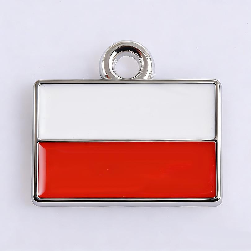 5pcs/Lot Different Countries Flags Enamel Charms For Jewelry Making Supplies Rectangle Silver Color Pendants Handmade Materials