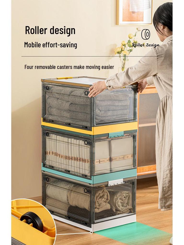 Large Outdoor Portable Transparent Foldable Storage Box for Clothes, Toys, Snacks, Books - Dustproof and Ideal for Home Use.