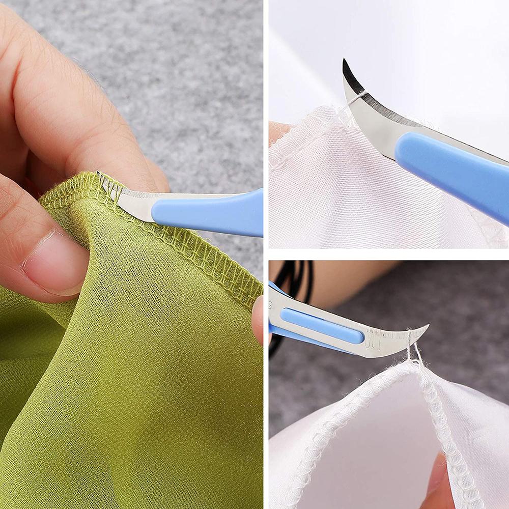 Zestaw 7 sztuk do prucia szwów i usuwania nici Plastikowy prujaczek do ściegów szyciowych Prujki do szwów z nożyczkami w kształcie litery U Materiały do szycia DIY