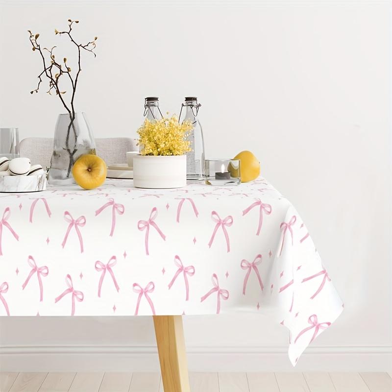 1pc Pink Bow & Star Disposable Plastic Tablecloth, Elegant Party Decoration for Weddings, Bridal Showers, Birthdays, Baby Showers, and Celebrations
