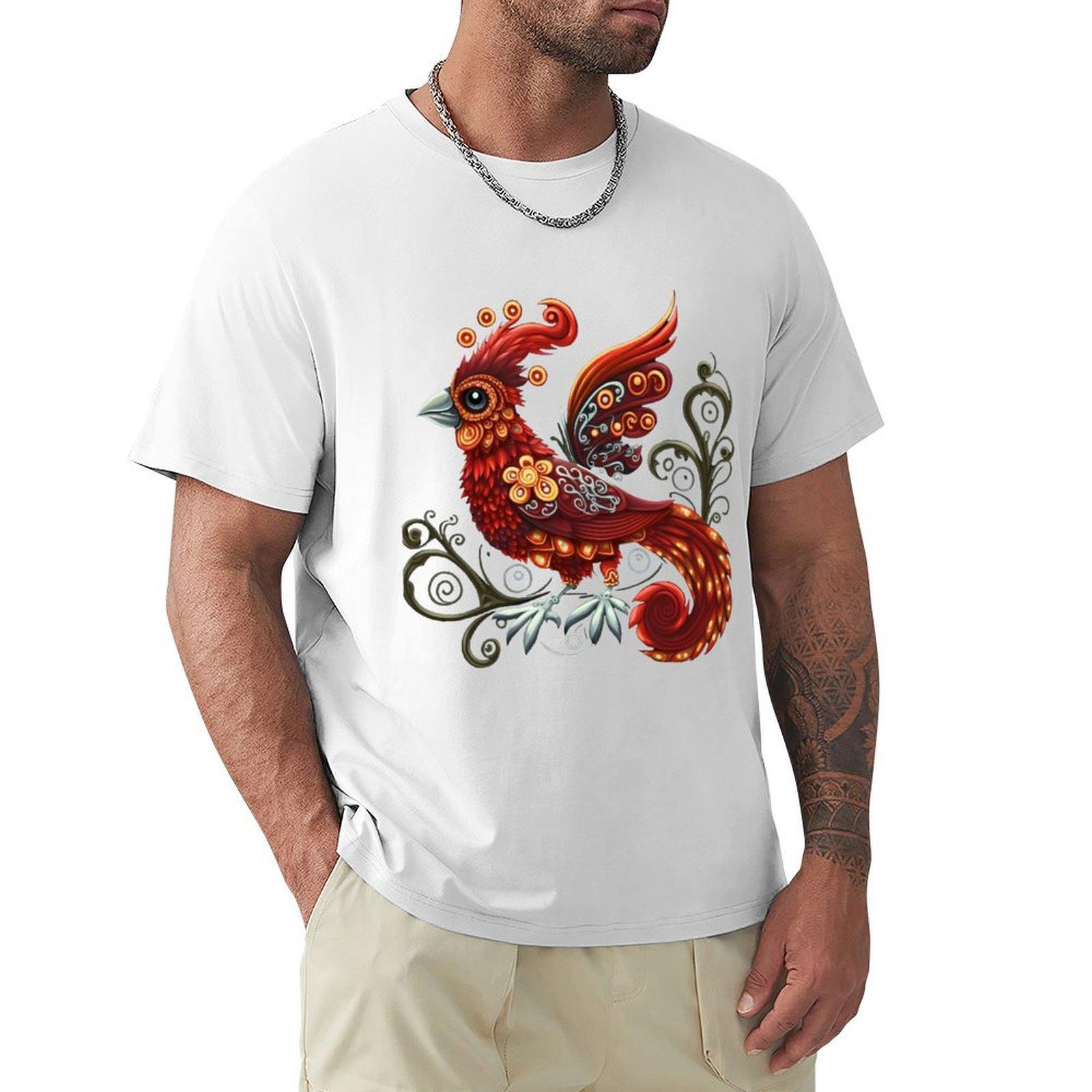 Whimsical Red Bird TShirt funny gifts Tshirts man Tshirts for men cotton S